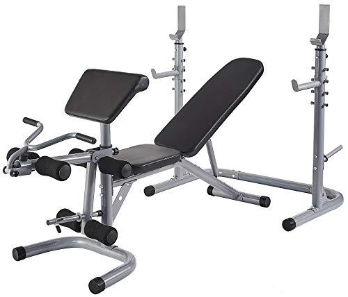 From RS 60 Multifunctional Workout Station Adjustable Olympic Workout Bench with Squat Rack, Leg Extension, Preacher Curl, and Weight Storage, 800-Pound Capacity