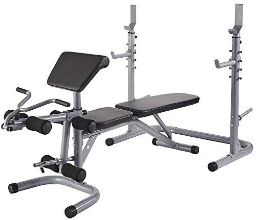 From RS 60 Multifunctional Workout Station Adjustable Olympic Workout Bench with Squat Rack, Leg Extension, Preacher Curl, and Weight Storage, 800-Pound Capacity