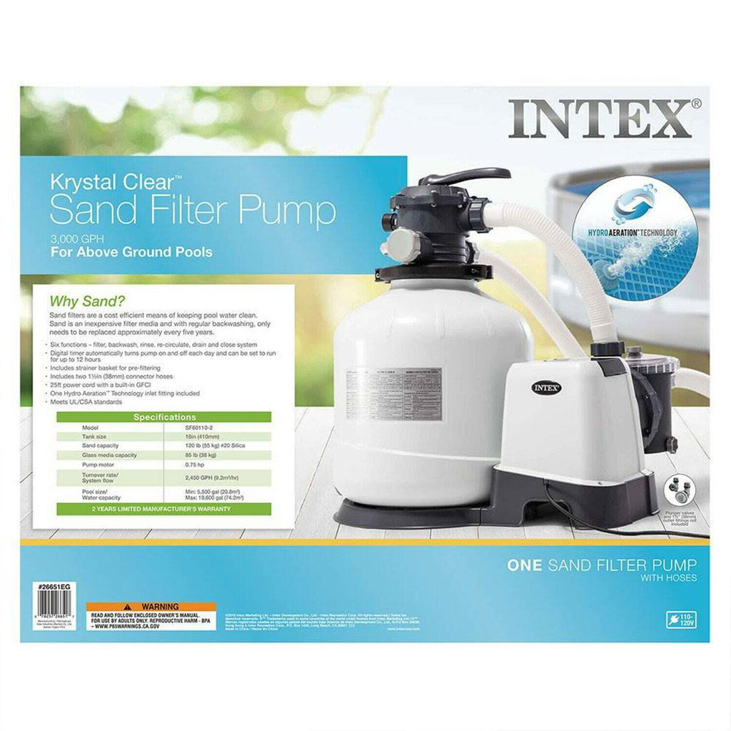 intex 3000 gph above ground pool sand filter pump w/ deluxe pool maintenance kit