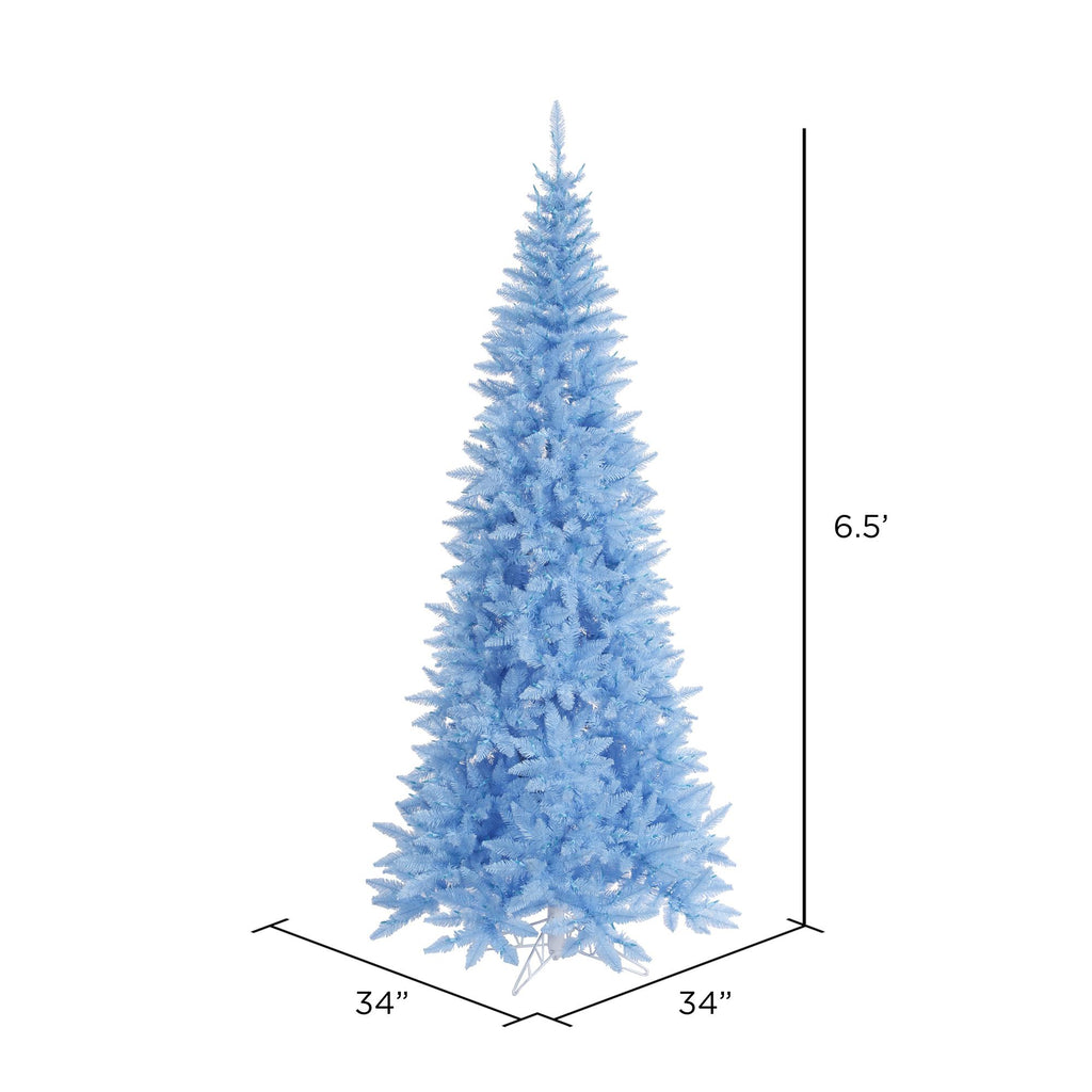 Vickerman 6.5' Sky Blue Fir Slim Artificial Christmas Tree, Unlit - Faux Blue Christmas Tree - Seasonal Indoor Home Decor