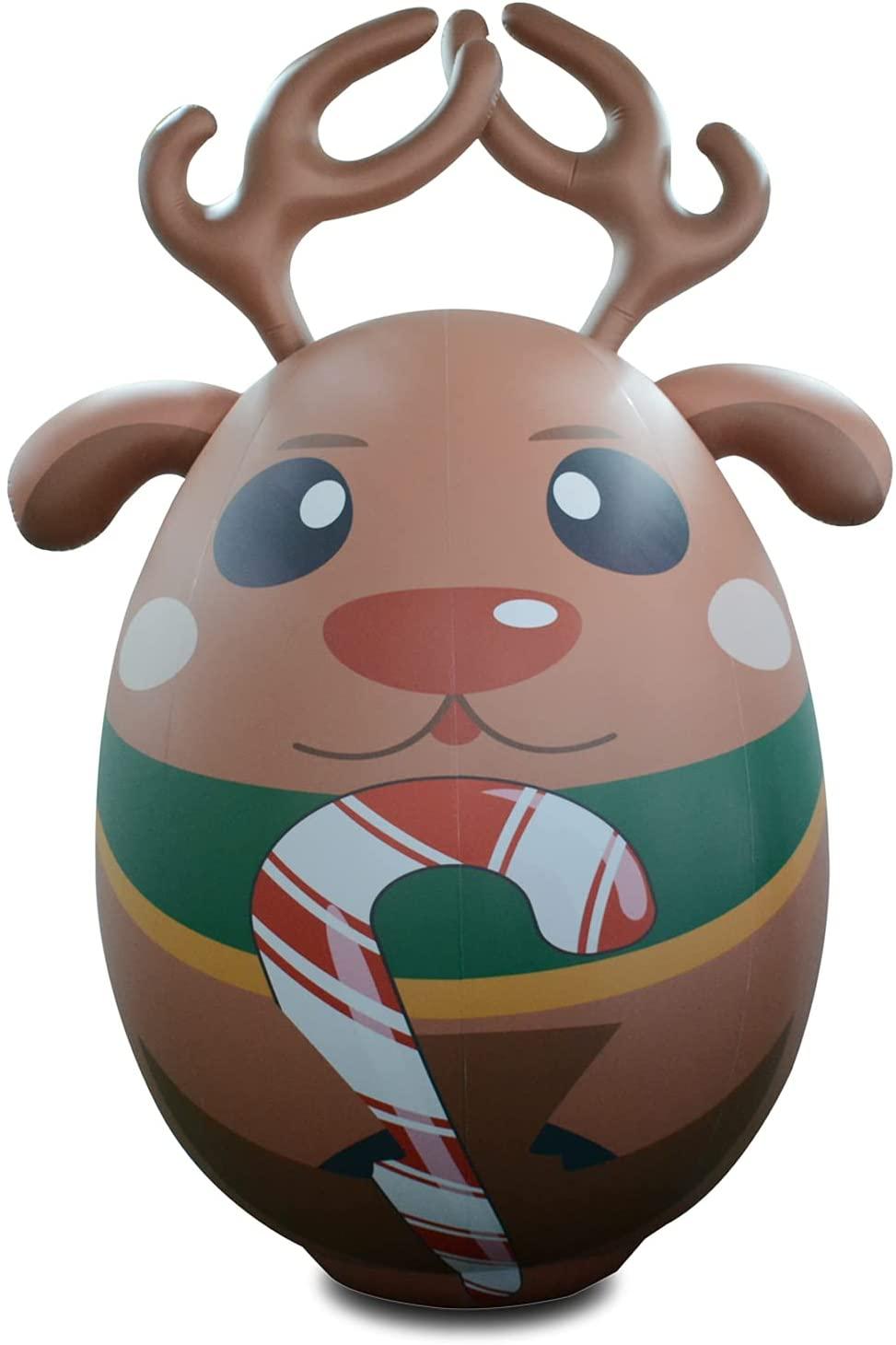 SAYOK Christmas Reindeer Cartoon Balloon Decoration Inflatable Hanging Balloons with White Lights- Applicable at Home//Yard/Office/Shopping Mall/Park/Plaza(0.25mm PVC, 6.56ft)
