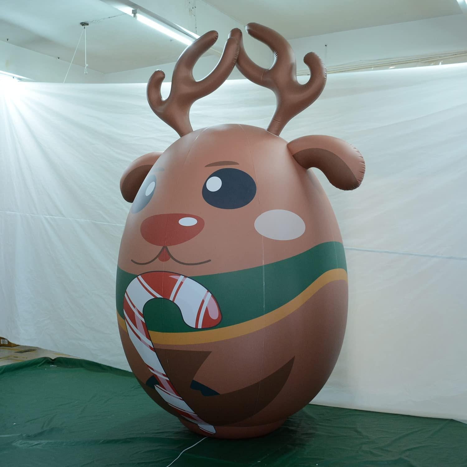 SAYOK Christmas Reindeer Cartoon Balloon Decoration Inflatable Hanging Balloons with White Lights- Applicable at Home//Yard/Office/Shopping Mall/Park/Plaza(0.25mm PVC, 6.56ft)
