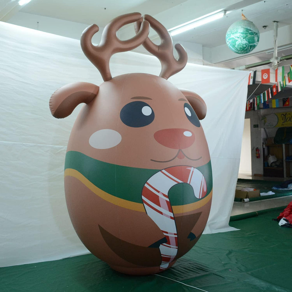 SAYOK Christmas Reindeer Cartoon Balloon Decoration Inflatable Hanging Balloons with White Lights- Applicable at Home//Yard/Office/Shopping Mall/Park/Plaza(0.25mm PVC, 6.56ft)