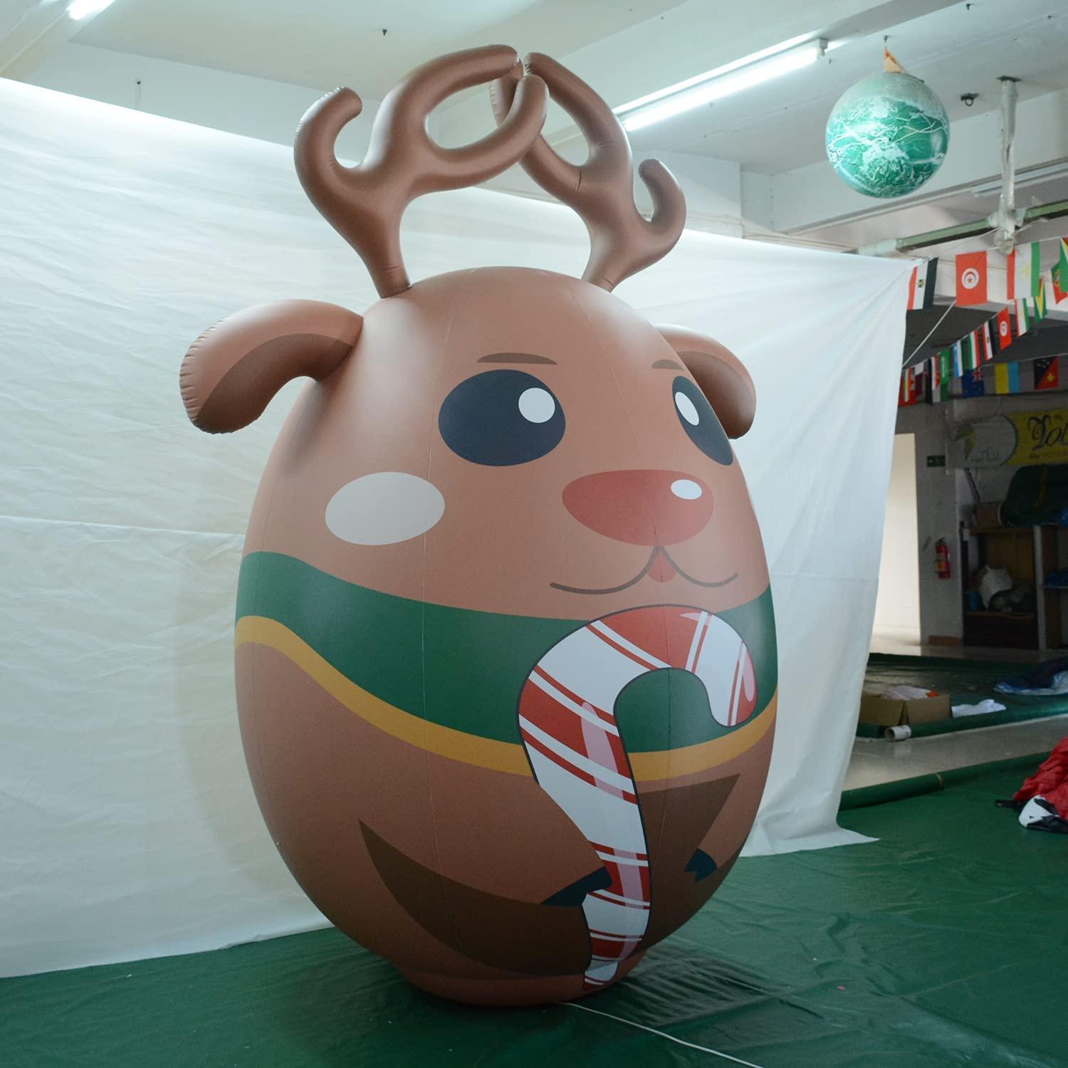 SAYOK Christmas Reindeer Cartoon Balloon Decoration Inflatable Hanging Balloons with White Lights- Applicable at Home//Yard/Office/Shopping Mall/Park/Plaza(0.25mm PVC, 6.56ft)