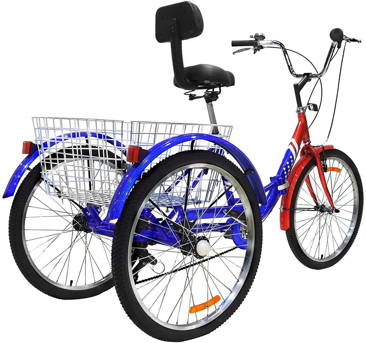 Folding Adult Tricycle 7 Speed Three Wheel Tricycle for Adults 24 inch Womens Beach Cruiser Bike with LarBasket Adult Trikes for Seniors,Men,Women, Adjustable Height Seat for Recreation
