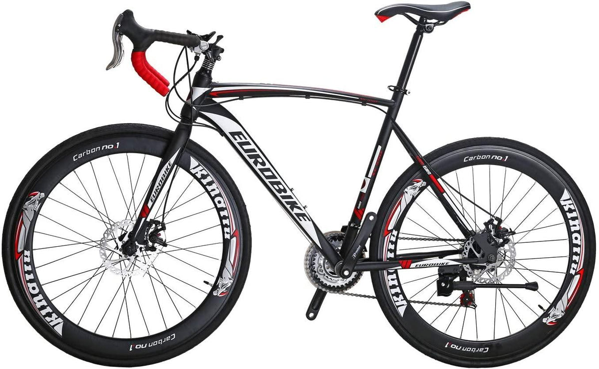 Road Bike 700C Steel Road Bicycle Dual Disc Brake 21-speeds Road Bike Black/White