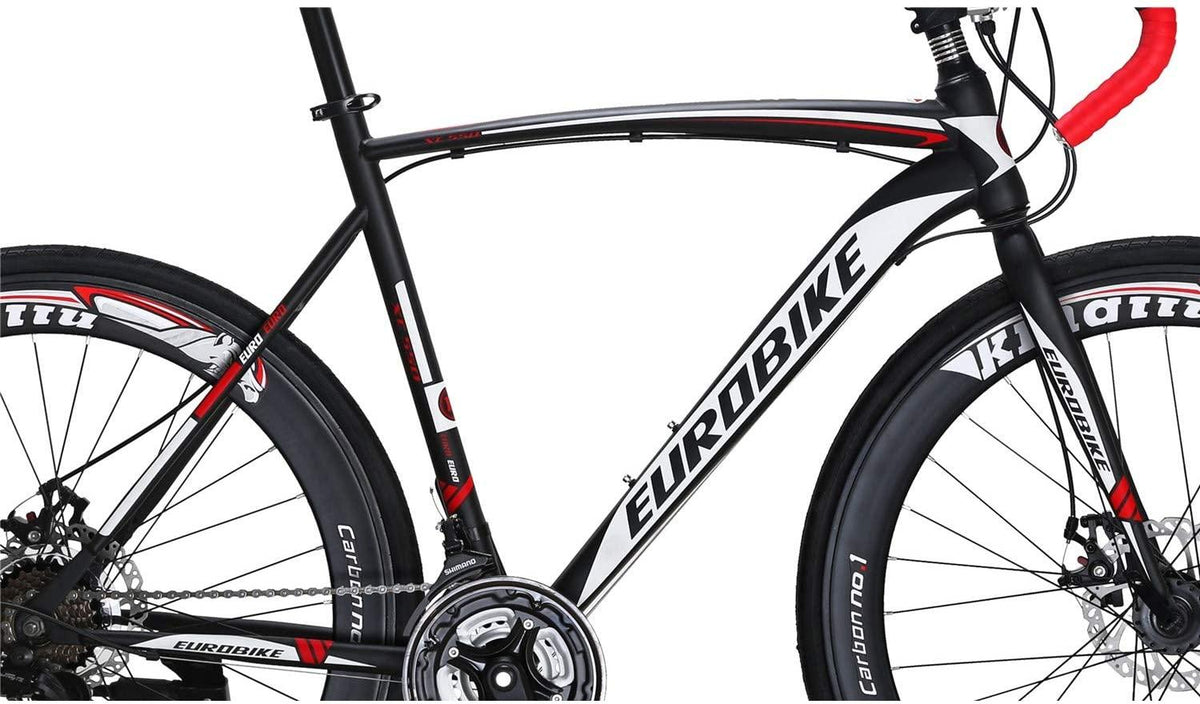 Road Bike 700C Steel Road Bicycle Dual Disc Brake 21-speeds Road Bike Black/White