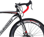 Road Bike 700C Steel Road Bicycle Dual Disc Brake 21-speeds Road Bike Black/White