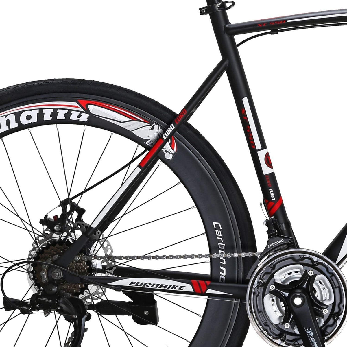 Road Bike 700C Steel Road Bicycle Dual Disc Brake 21-speeds Road Bike Black/White