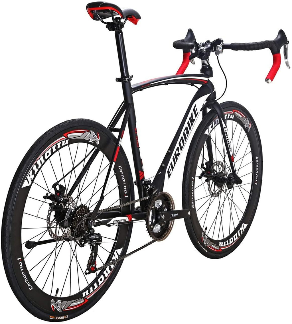 Road Bike 700C Steel Road Bicycle Dual Disc Brake 21-speeds Road Bike Black/White