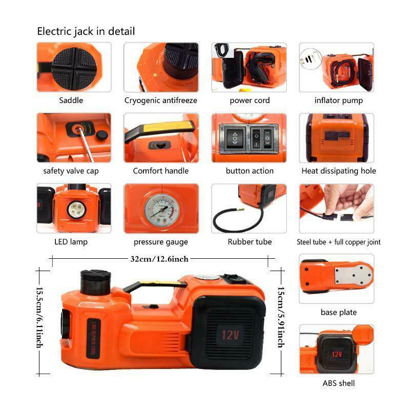 Car Jack Electric Hydraulic Floor 12V DC 5T 11023lb Emergency Lift Repair Tool