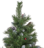 Joedot 7.5-Foot Mixed Spruce Unlit Hinged Artificial Christmas Tree with Frosted Branches, Red Berries, and Frosted Pinecones