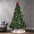 Joedot 7.5-Foot Mixed Spruce Unlit Hinged Artificial Christmas Tree with Frosted Branches, Red Berries, and Frosted Pinecones