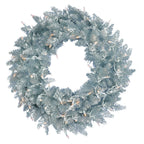 Vickerman 30" Silver Fir Artificial Christmas Wreath, Warm White Dura-Lit LED lights. - Faux Fir Christmas Wreath - Indoor Seasonal Home Decor