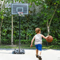 Portable 7.5Ft - 10Ft Height-Adjustable 28" Basketball Hoop Stand Backboard System Indoor Outdoor with Wheels in black