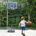 Portable 7.5Ft - 10Ft Height-Adjustable 28" Basketball Hoop Stand Backboard System Indoor Outdoor with Wheels in black