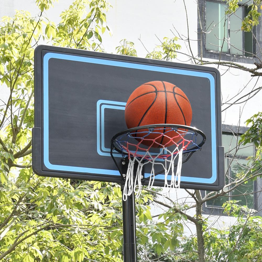 Portable 7.5Ft - 10Ft Height-Adjustable 28" Basketball Hoop Stand Backboard System Indoor Outdoor with Wheels in black
