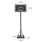 Portable 7.5Ft - 10Ft Height-Adjustable 28" Basketball Hoop Stand Backboard System Indoor Outdoor with Wheels in black