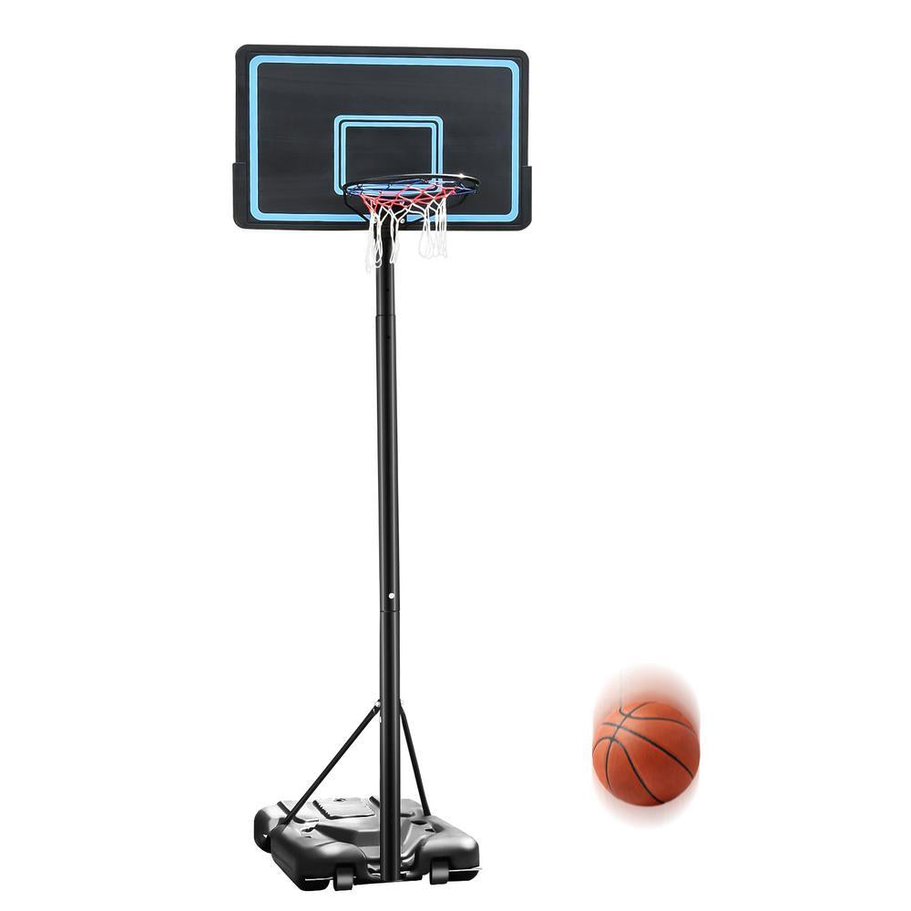 Portable 7.5Ft - 10Ft Height-Adjustable 28" Basketball Hoop Stand Backboard System Indoor Outdoor with Wheels in black