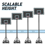 Portable 7.5Ft - 10Ft Height-Adjustable 28" Basketball Hoop Stand Backboard System Indoor Outdoor with Wheels in black