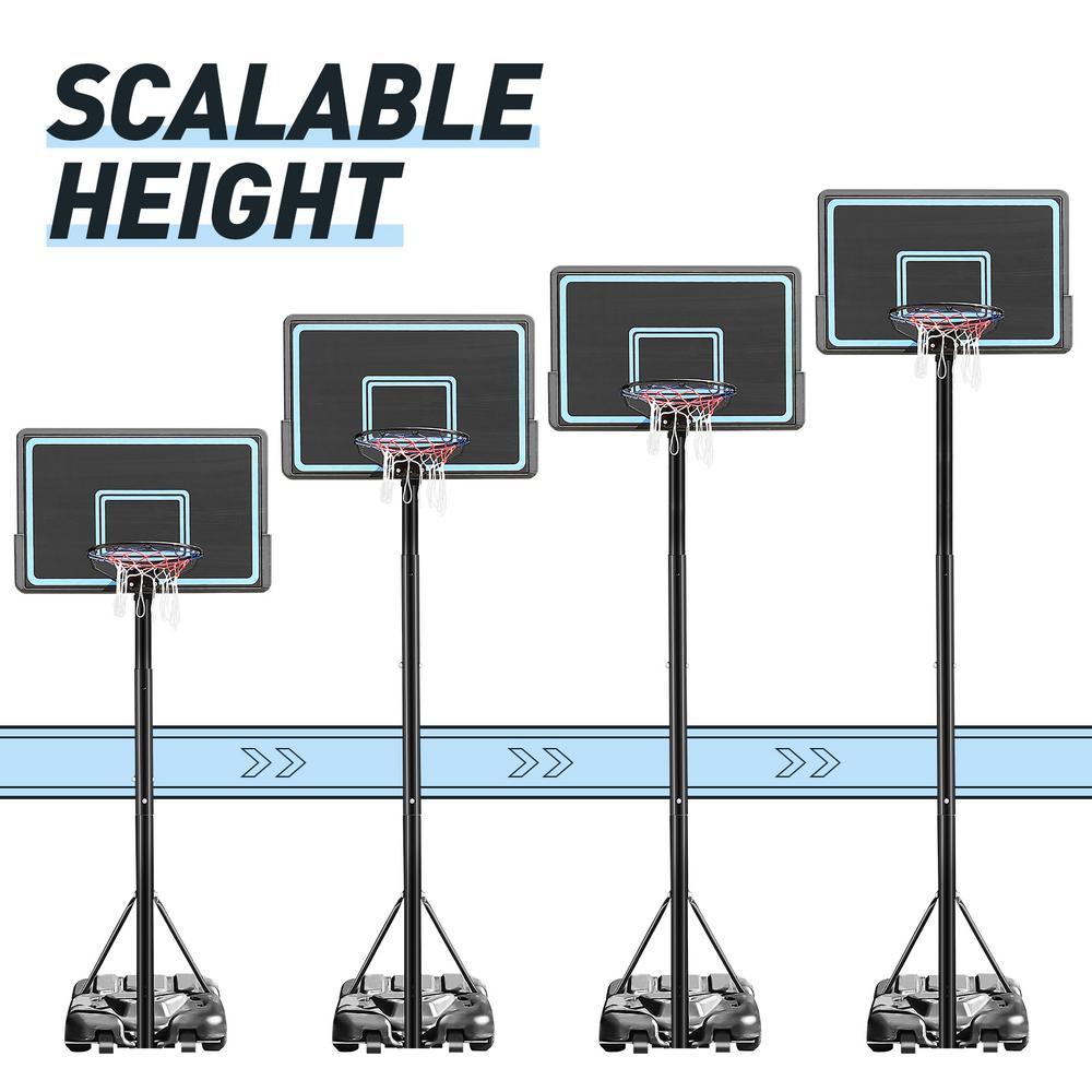 Portable 7.5Ft - 10Ft Height-Adjustable 28" Basketball Hoop Stand Backboard System Indoor Outdoor with Wheels in black