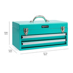 Metal Tool Box with Drawers, Storaand Organization Tool Chest, Powder Coat Finish, 18.1 x 8.7 x 9.5 in, Turquoise