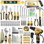 Tool Kit Box Drill Set with 12V Power Cordless Drill 299-Piece Tool Kit for Home Tool Set StoraCase with Drawer General Household Drill Set for Home Mechanics Repairs Men & Women, DIY