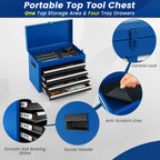 Rolling Tool Chest, 5-Drawer Tool Box Organizer w/Lockable Wheels & Sliding Drawers & Detachable Top & Adjustable Shelf, Tool StoraCabinet for GaraWorkshop (Blue)