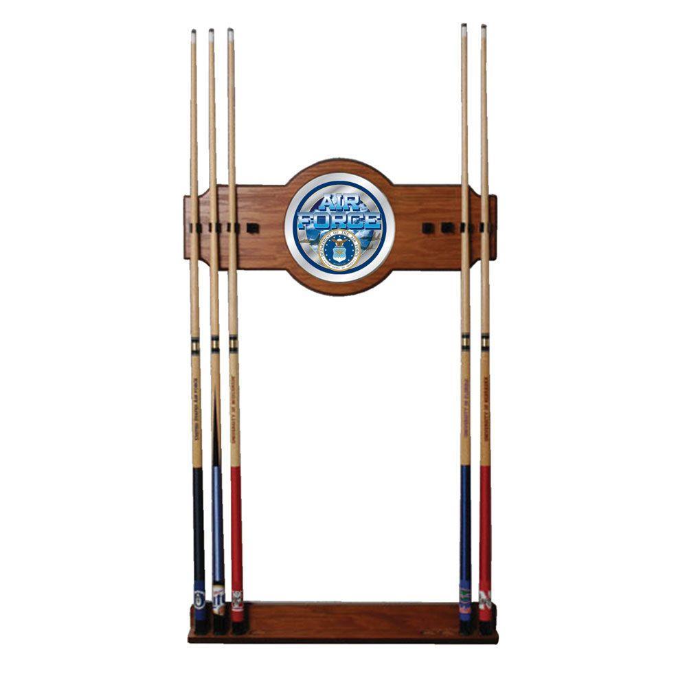 U.S. Air Force 30 in. Wooden Billiard Cue Rack with Mirror
