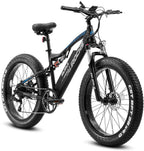 750W Electric Mountain Bike, 26 inch 4.0 Fat Tire Electric Bike with Removable 48V 15AH Lithium Battery, Hydraulic Brakes and Full Air Suspension Adult Electric Bicycles with USB Color Display