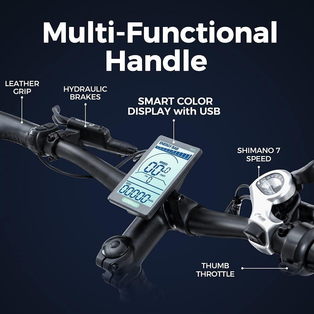 750W Electric Mountain Bike, 26 inch 4.0 Fat Tire Electric Bike with Removable 48V 15AH Lithium Battery, Hydraulic Brakes and Full Air Suspension Adult Electric Bicycles with USB Color Display