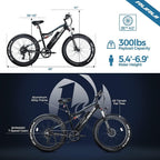 750W Electric Mountain Bike, 26 inch 4.0 Fat Tire Electric Bike with Removable 48V 15AH Lithium Battery, Hydraulic Brakes and Full Air Suspension Adult Electric Bicycles with USB Color Display