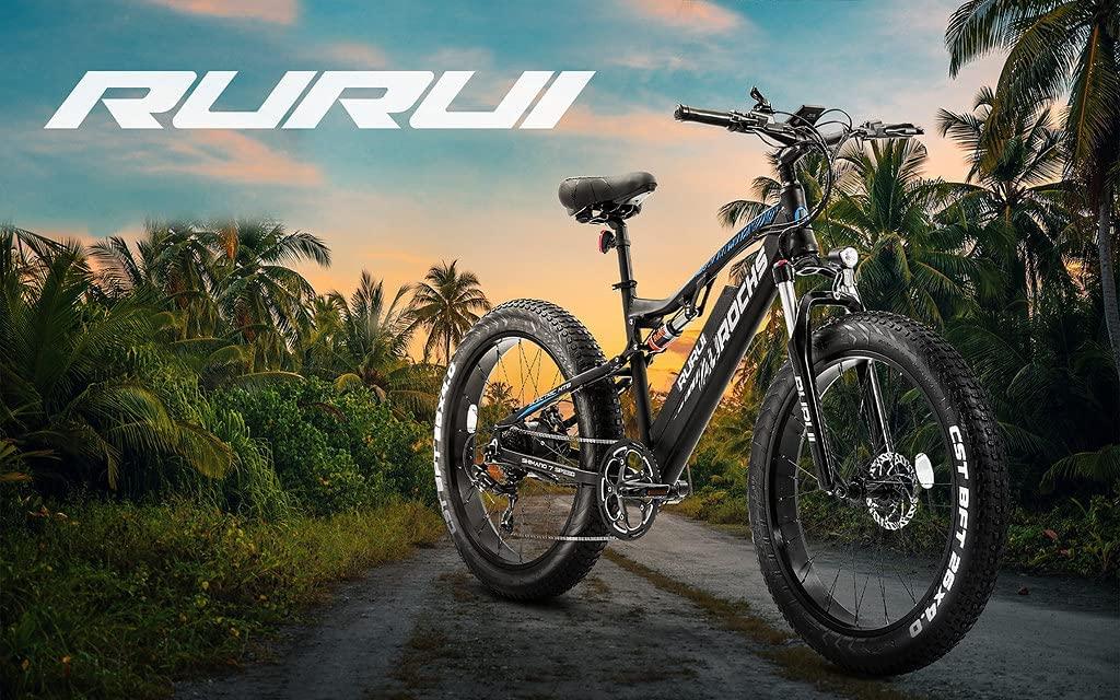 750W Electric Mountain Bike, 26 inch 4.0 Fat Tire Electric Bike with Removable 48V 15AH Lithium Battery, Hydraulic Brakes and Full Air Suspension Adult Electric Bicycles with USB Color Display