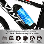 VIVI Electric Bike Electric Mountain Bike 26" Electric Bicycles for Adults, 350W Motor Ebike, 36V,8AH Battery, 3 Electric Modes and 21 Speed Gears, 20MPH Speed