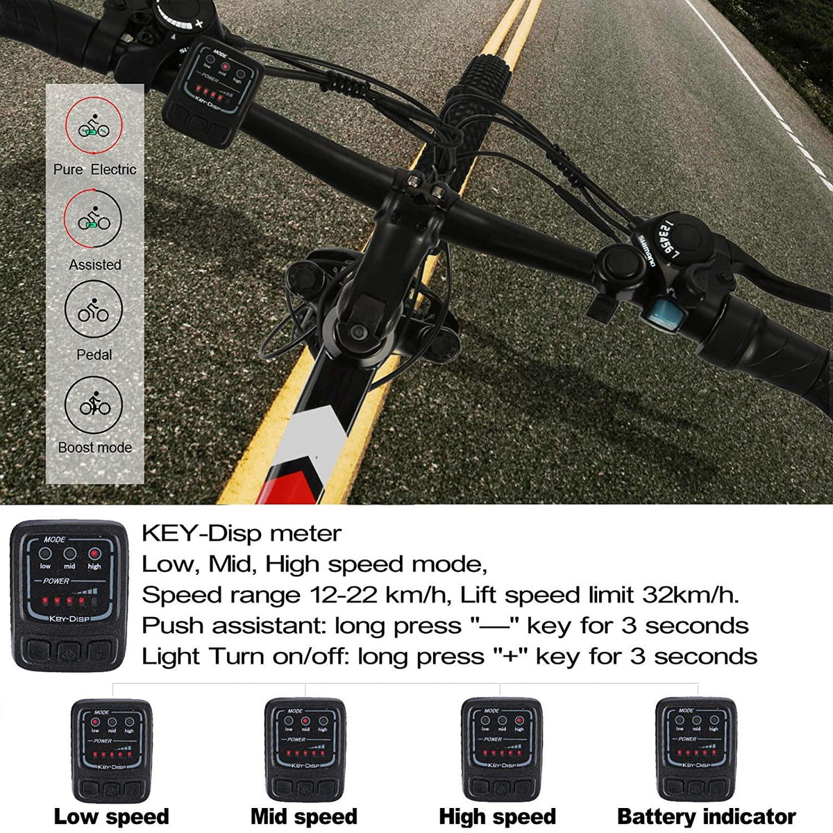 VIVI Electric Bike Electric Mountain Bike 26" Electric Bicycles for Adults, 350W Motor Ebike, 36V,8AH Battery, 3 Electric Modes and 21 Speed Gears, 20MPH Speed