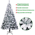 Zimtown 7ft Flocked Artificial Christmas Tree, Automatic Open Snowy Spruce Unlit Xmas Tree, 45.3" Wide