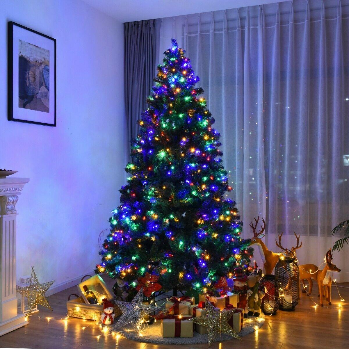 7.5' Pre-Lit Artificial Spruce Christmas Tree Multicolor Lights Festival Holiday