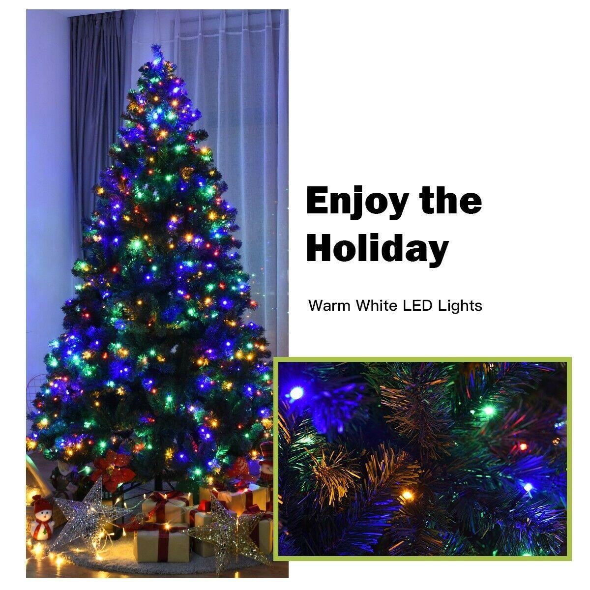 7.5' Pre-Lit Artificial Spruce Christmas Tree Multicolor Lights Festival Holiday