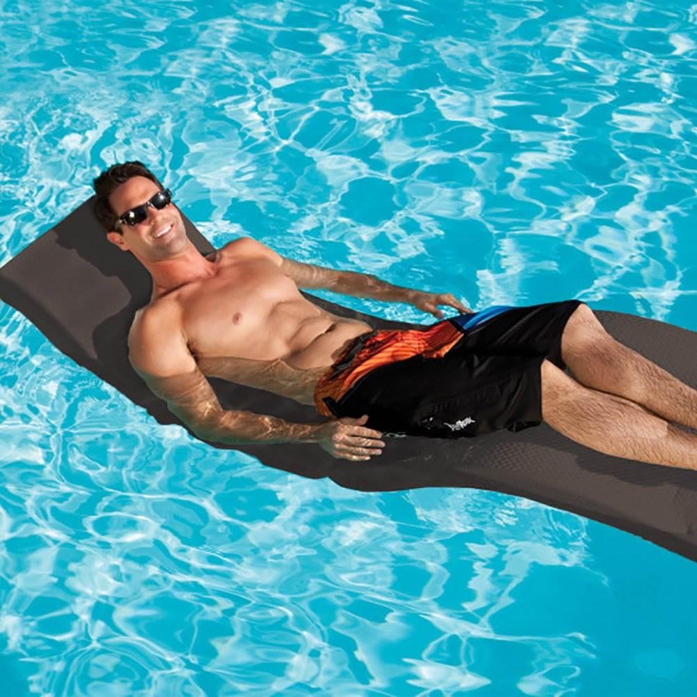 SwimWays 6042376 TerraSol Sonoma All Weather Rattan-Look Low Profile Deck or In-Pool Chaise Lounge Chair Pool Float, Brown