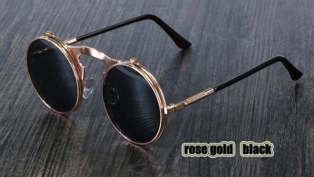 Steampunk Round Metal Double Metal Sunglasses