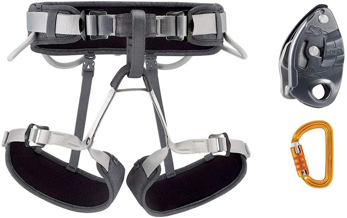 Petzl CORAX Climbing Kit - PackaContaining CORAX Harness, GRIGRI Belay System With Assisted Blocking, and Sm'D Carabiner