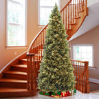 10 ft. Carolina Pine Slim Wrapped Tree with Flocked Cones and Clear Lights
