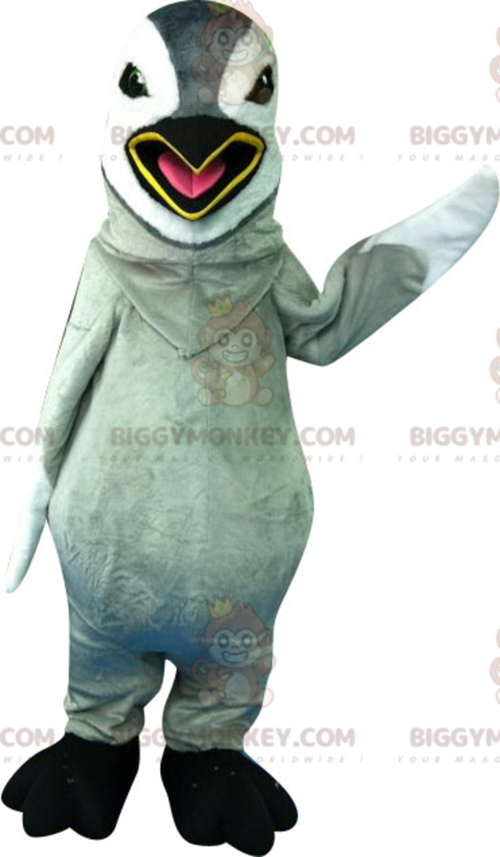 Gray and White Penguin BIGGYMONKEYMascot Costume. giant penguin