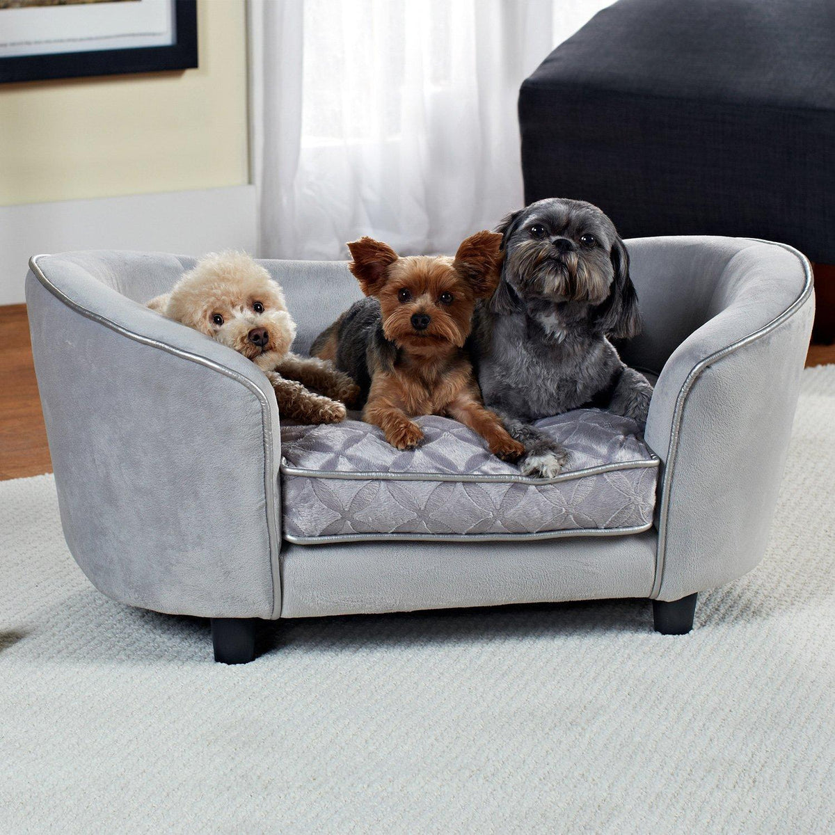 Enchanted Home Pet silver Sofa Dog Bed in Gray