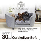 Enchanted Home Pet silver Sofa Dog Bed in Gray