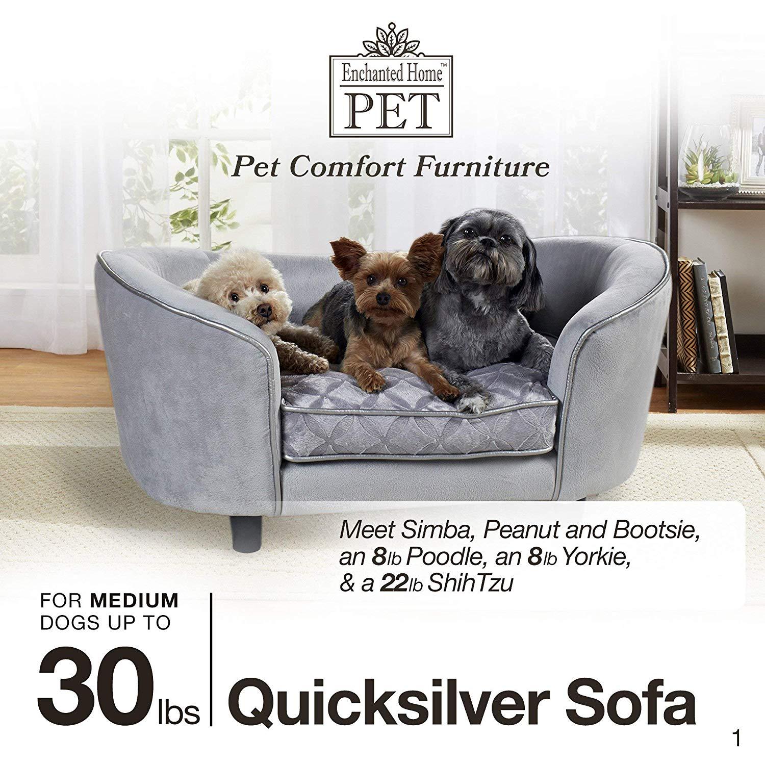 Enchanted Home Pet silver Sofa Dog Bed in Gray