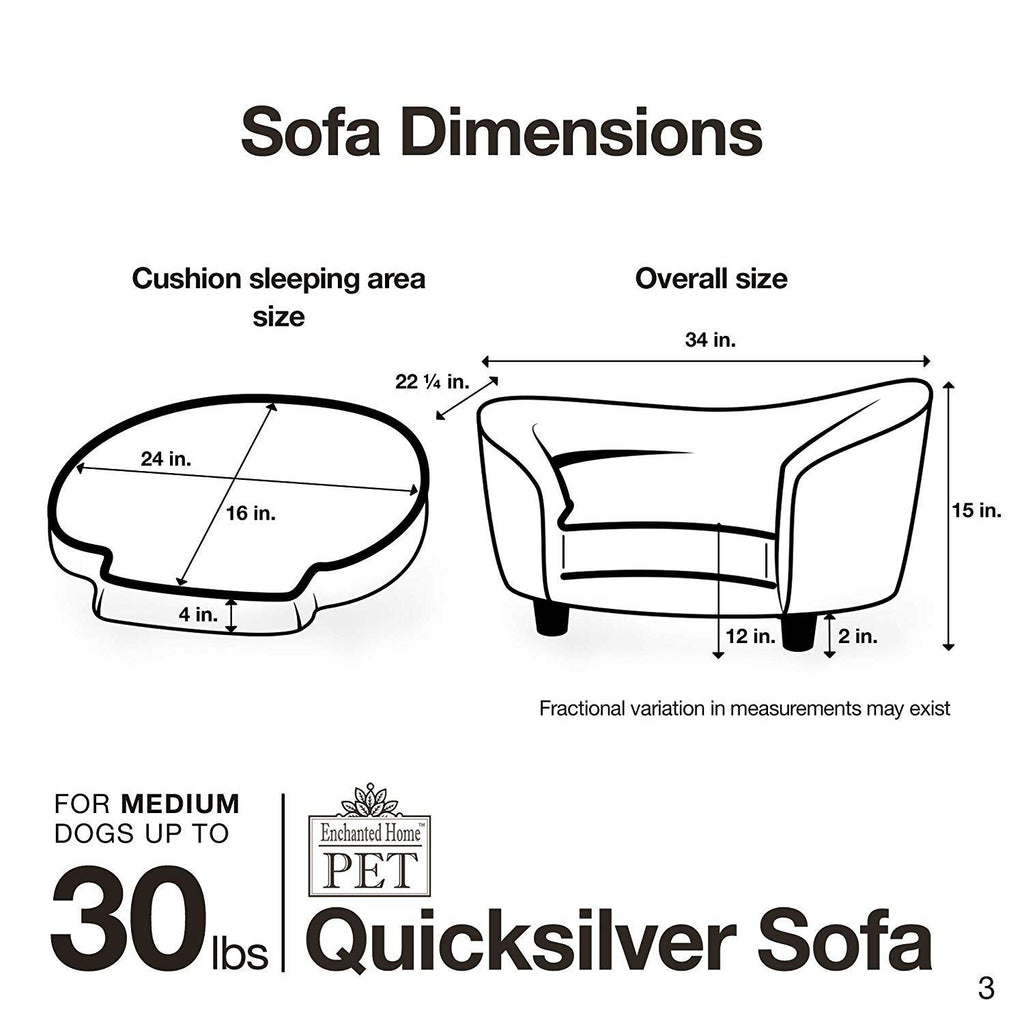 Enchanted Home Pet silver Sofa Dog Bed in Gray