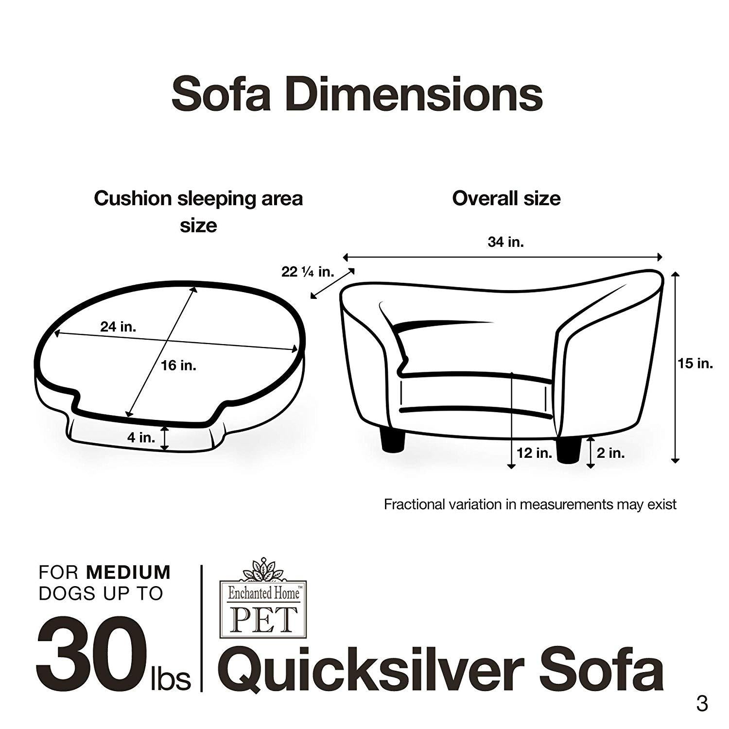 Enchanted Home Pet silver Sofa Dog Bed in Gray