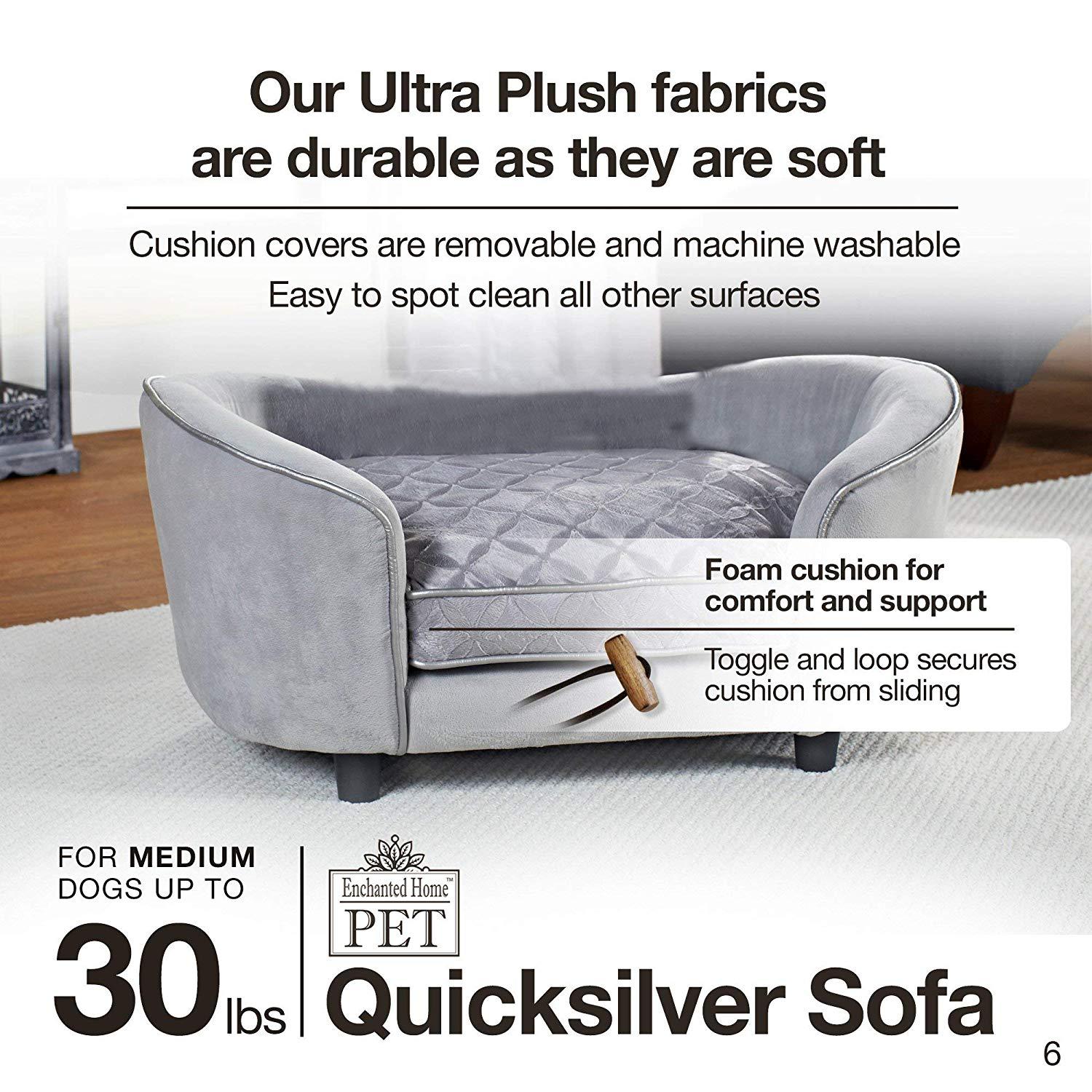 Enchanted Home Pet silver Sofa Dog Bed in Gray
