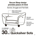 Enchanted Home Pet silver Sofa Dog Bed in Gray